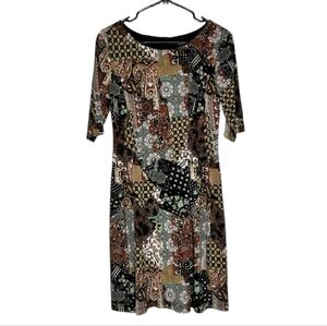 NWT Roz & Ali 3/4 Sleeve Fit & Flare Patchwork Dress